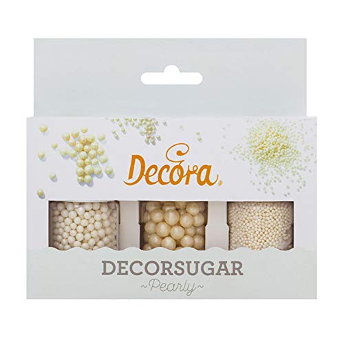 Комплект бели перлички и захарни поръски – 80гр 2082104 DECORA