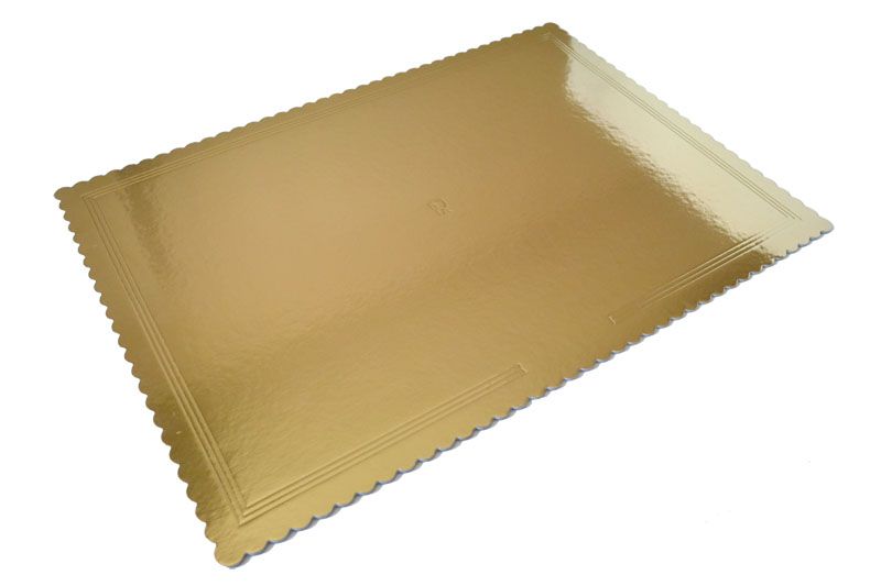 Златна / черна квадратна назъбена картонена тава 35x35 см 3CA23QUA3535N_BND