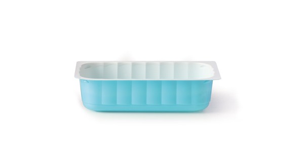 Двуцветна кутия бяла / синя за сладолед 500 гр без капак 100 бр 043002050 043/5 ACS