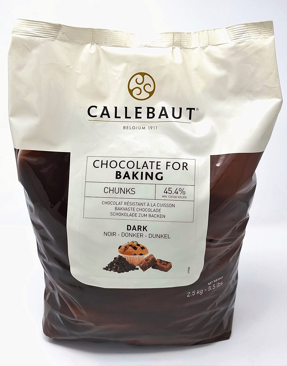 Черен шоколад кувертюр 45,4% какао 2,5 кг Callebaut