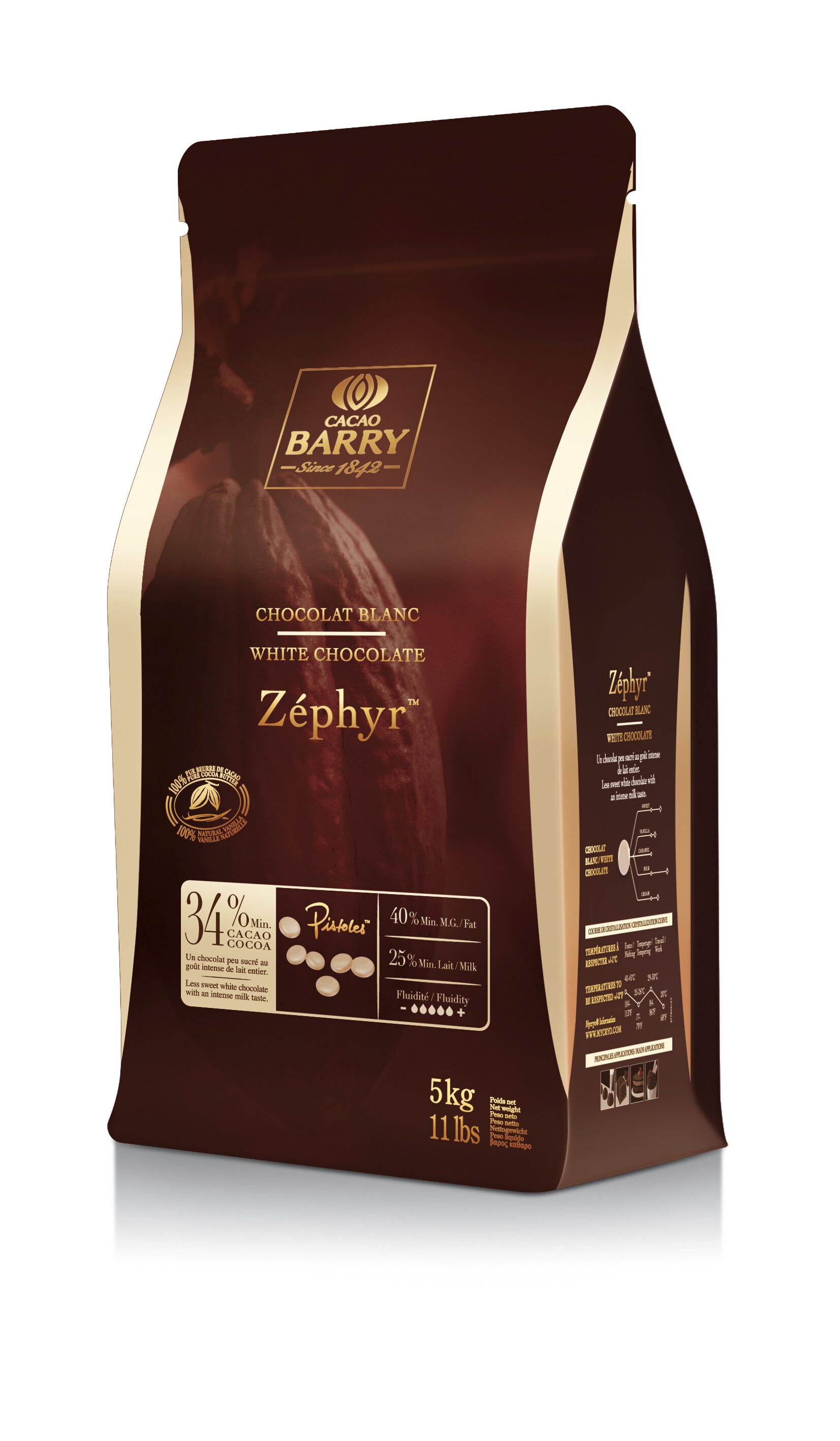 Бял шоколад ZEPHYR 34% какао 1 кг Cacao Barry