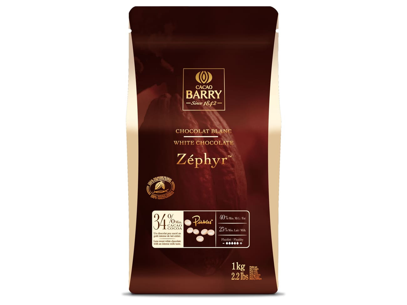 Капки бял шоколад ZEPHYR 1кг CHW-N34ZEPH-E1-U68 BARRY