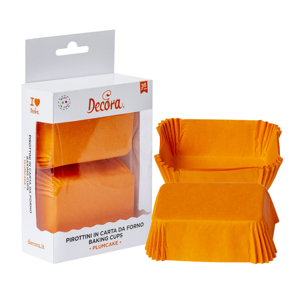 Хартиена форма за печене, правоъгълна, оранжева, 80x50x32 мм (комплект 36 бр.) 339885 DECORA