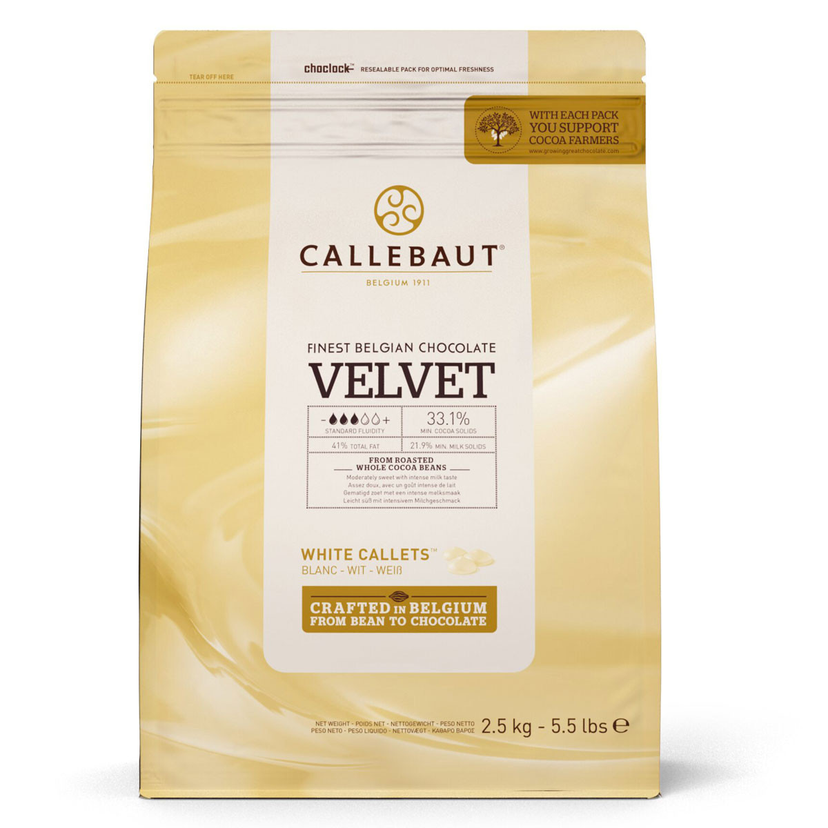 Бял шоколад VELVET 32% какао 2,5кг Callebaut