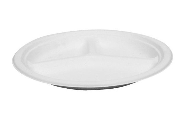 ЕКО чиния, Abena Gastro, Ø26см, бяла, захарна тръстика, 3-отдел. 50 бр