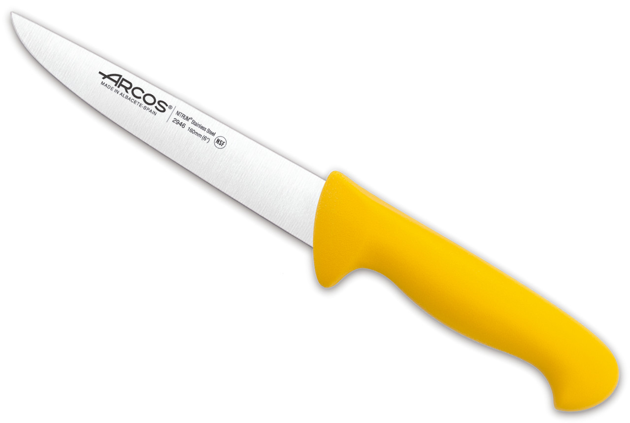 Професионален жълт месарски нож, Butcher Knife, дължина 16 см, Arcos