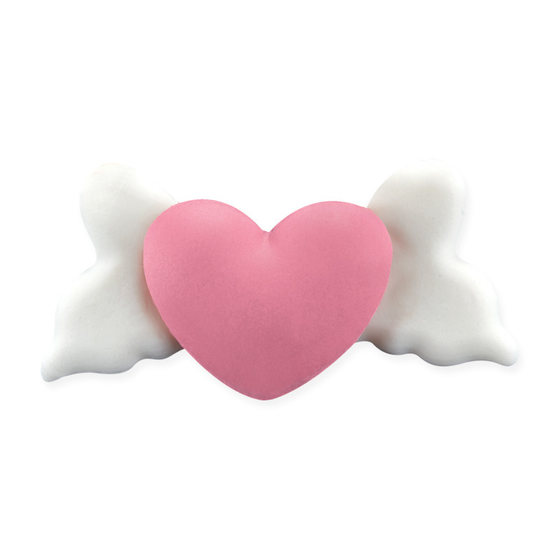 Захарни декорации розови сърца с крила, 60 мм, 6 бр., Sugart