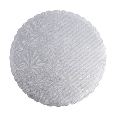 Сребърна кръгла подложка за торта с вълнообразен ръб Ø20xH0,35 cm GustaPro