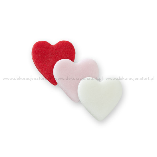 Захарни декорации - Плоски сърца, бели, микс от размери 0904000 PJT комплект 200 бр.