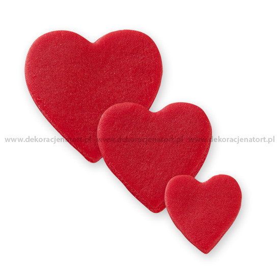 Захарни декорации - Плоски сърца, червени, микс от размери 0904002 PJT комплект 200 бр.