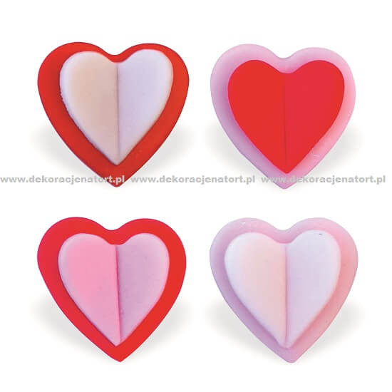 Захарни декорации - Двойни сърца, смесени цветове, 3см 0907099 PJT комплект 60 бр.