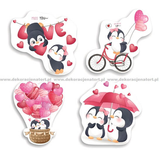 Захарни декорации - Влюбени пингвини, смесени дизайни 0917900 PJT комплект 24 бр.