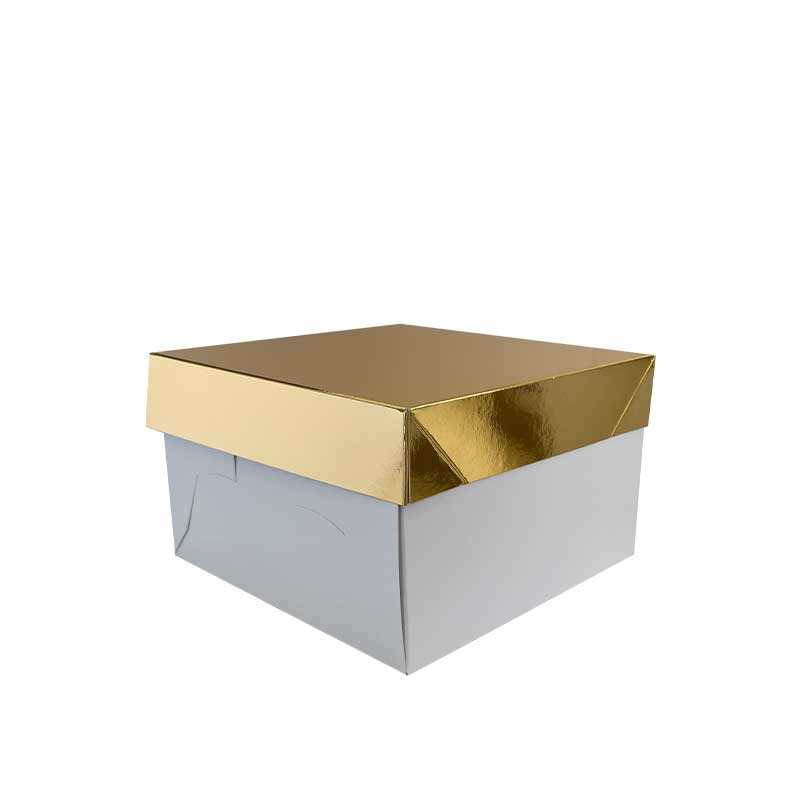 Бяла кутия със златен капак за Panettone 24X24X25см 0339496 Decora