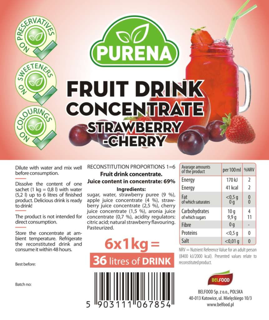 Концентрат от сок на ягода-вишна 340 g Purena