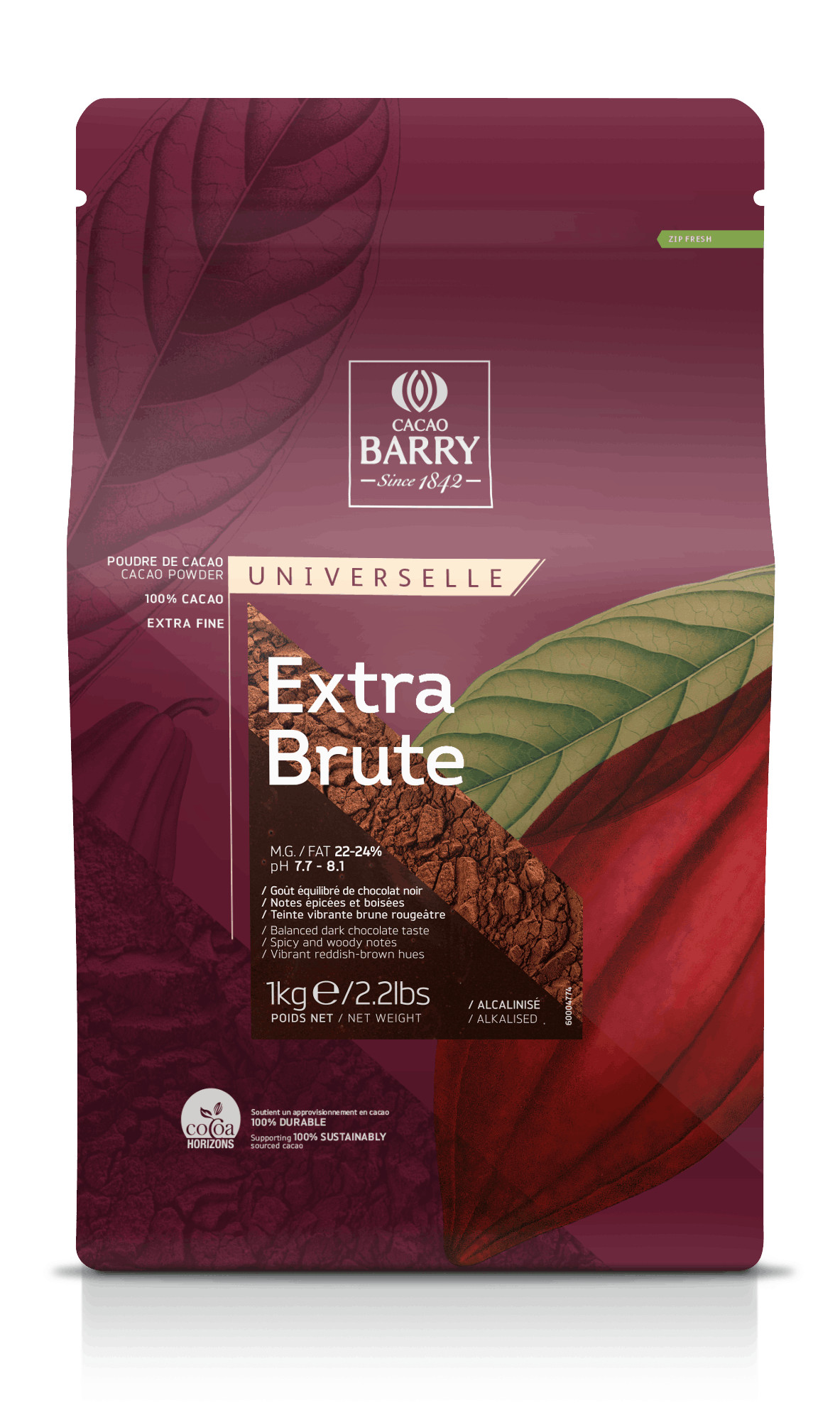Алкализирано какао EXTRA BRUTE 22-24%, 1кг DCP-22EXBRU-E0-89B Какао Barry