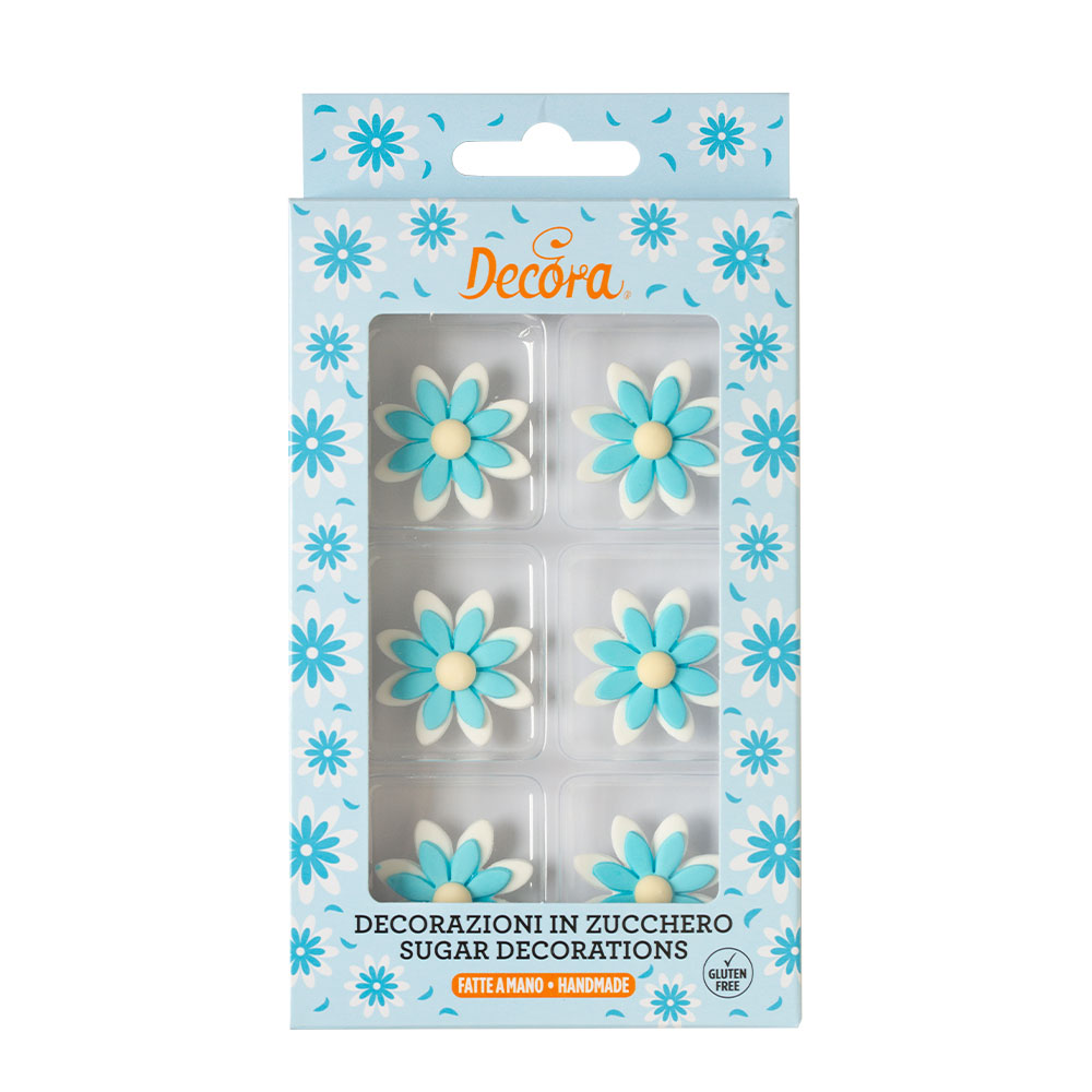 Decoratiuni din zahar margareta albastra, set: 6 buc 0500522 DER