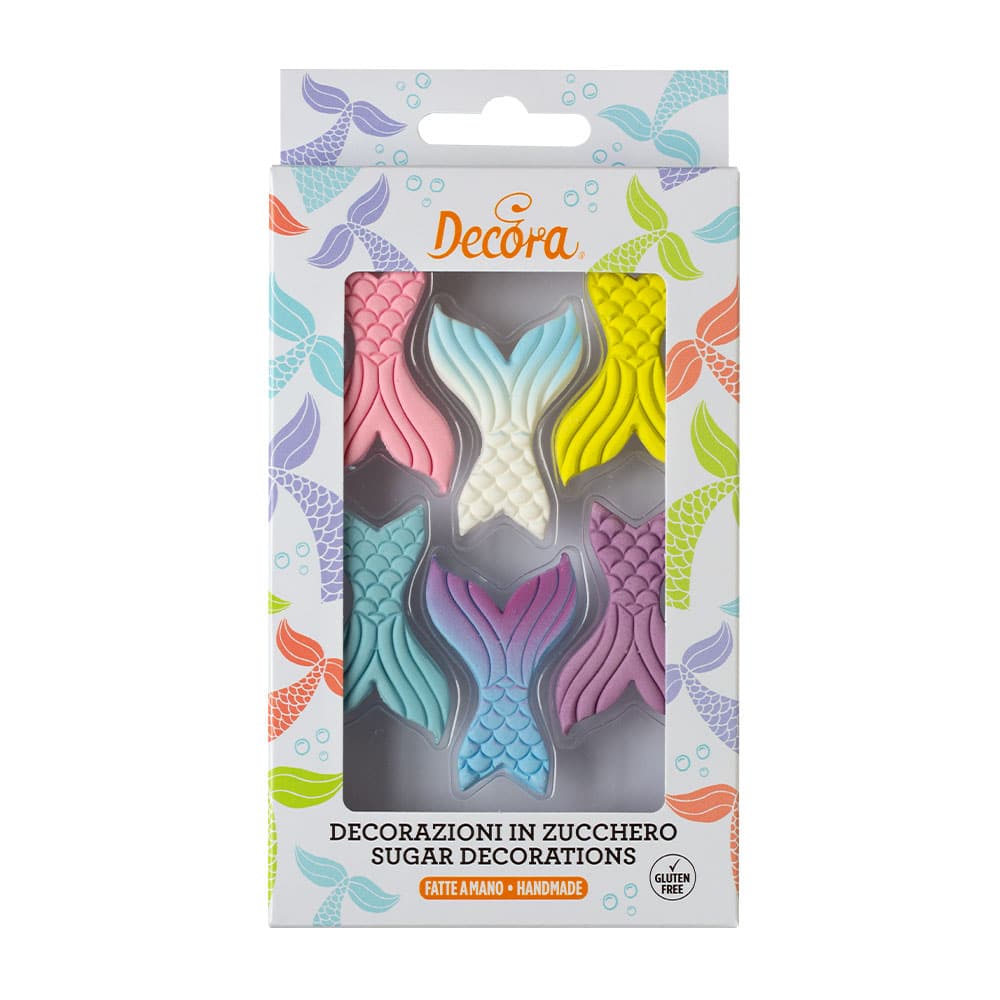 Decoratiuni din zahar coada de sirena set: 6 buc 0500393 DER