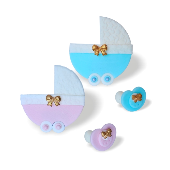 Decoratiuni din zahar pentru botez: carucior & suzeta, set: 4buc 06010 PJT