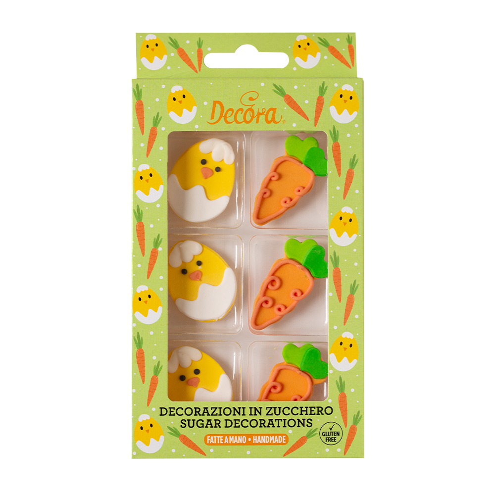 Decoratiuni din zahar set din 6 CARROTS AND CHICKS 0500357  DER