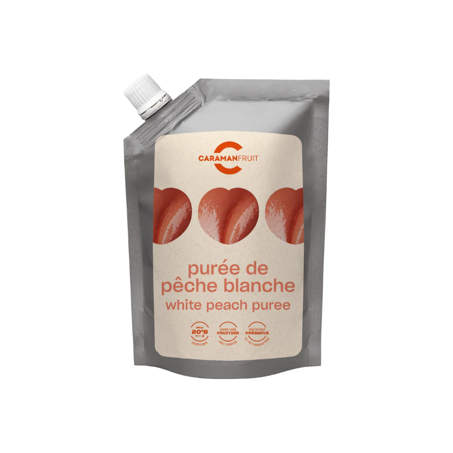 Piure de piersici albe ambiental indulcit, 1 kg Caraman