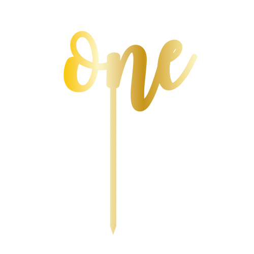 Топер за торта акрилен златен One 15040 Cesil