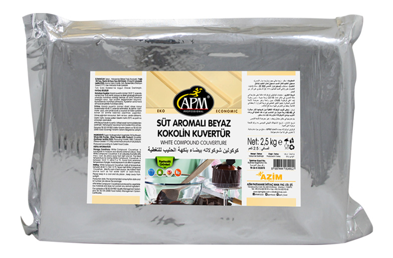 Бяла шоколадова кувертюра, 2,5 кг APM