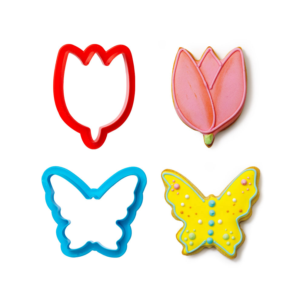 Plastic cutters BUTTERFLIES AND FLOWERS 2 pcs / set 0255075 DER