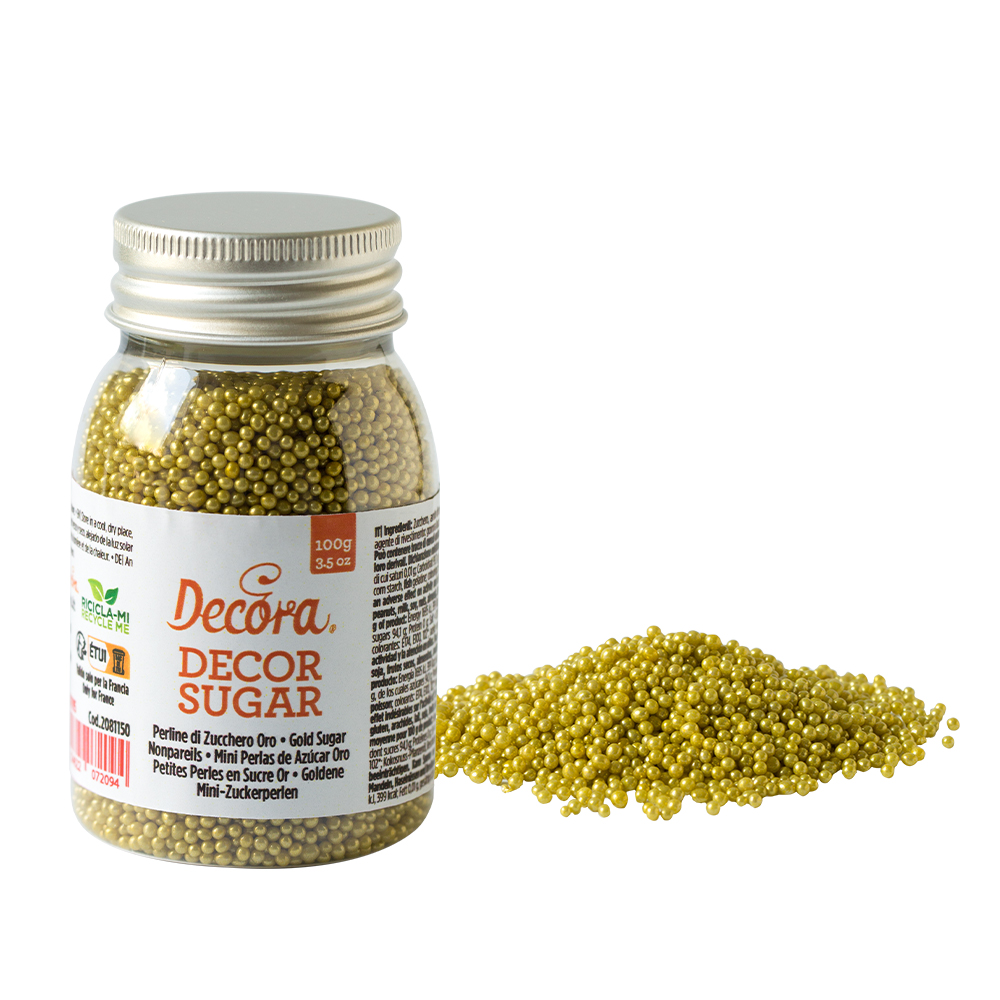 Златни металически захарни перли ⌀ 2 mm, 100g, 2081150 Decora