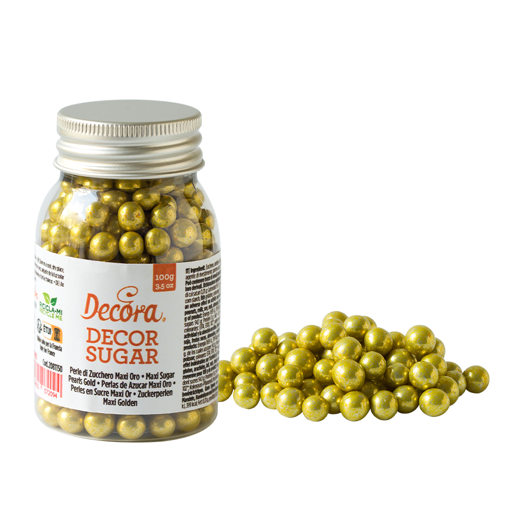 Захарни перли златни металик ⌀ 7 mm, 100g, 2081152 Decora