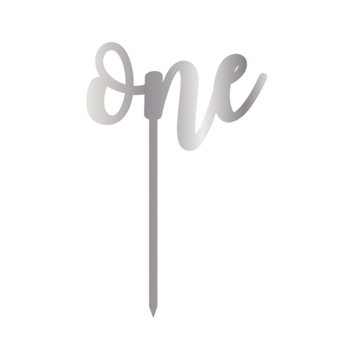 Топер за торта акрилен сребърен „One“ 15041 Cesil