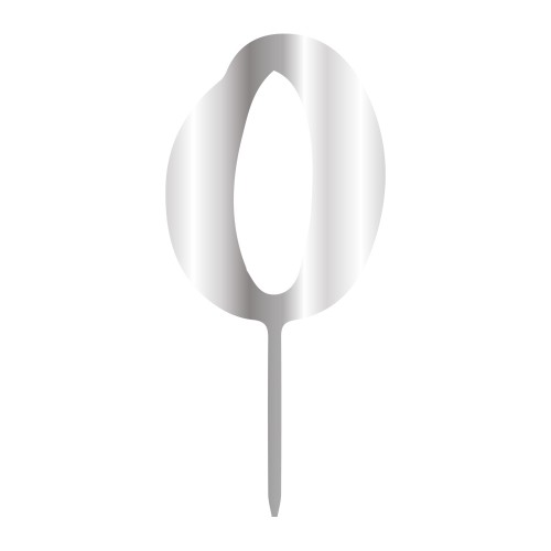 Топер за торта акрилен сребърен цифра 0 H6 см 14319 Cesil