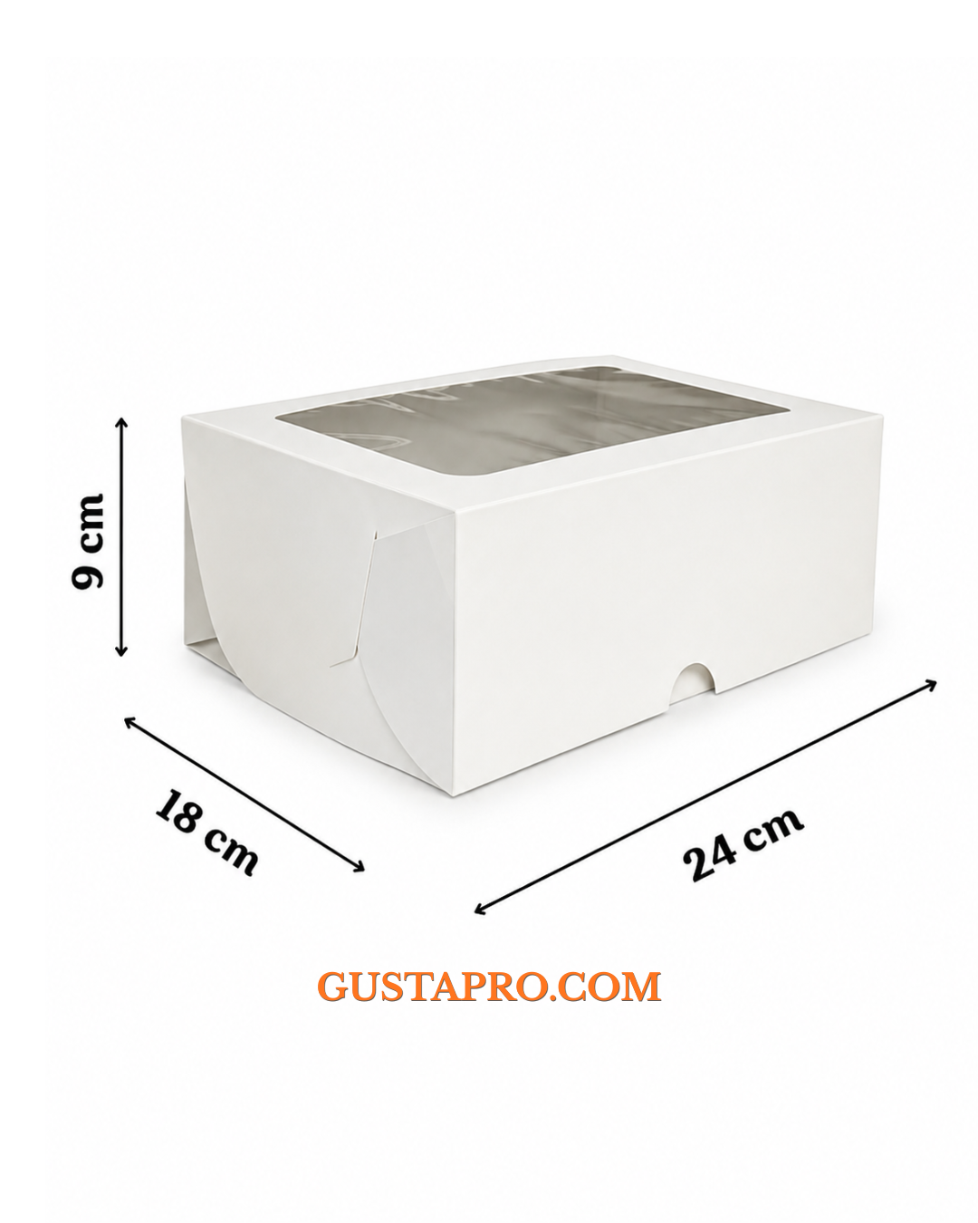 Бяла кутия за сладки 24x18x9 см с прозорец GustaPro