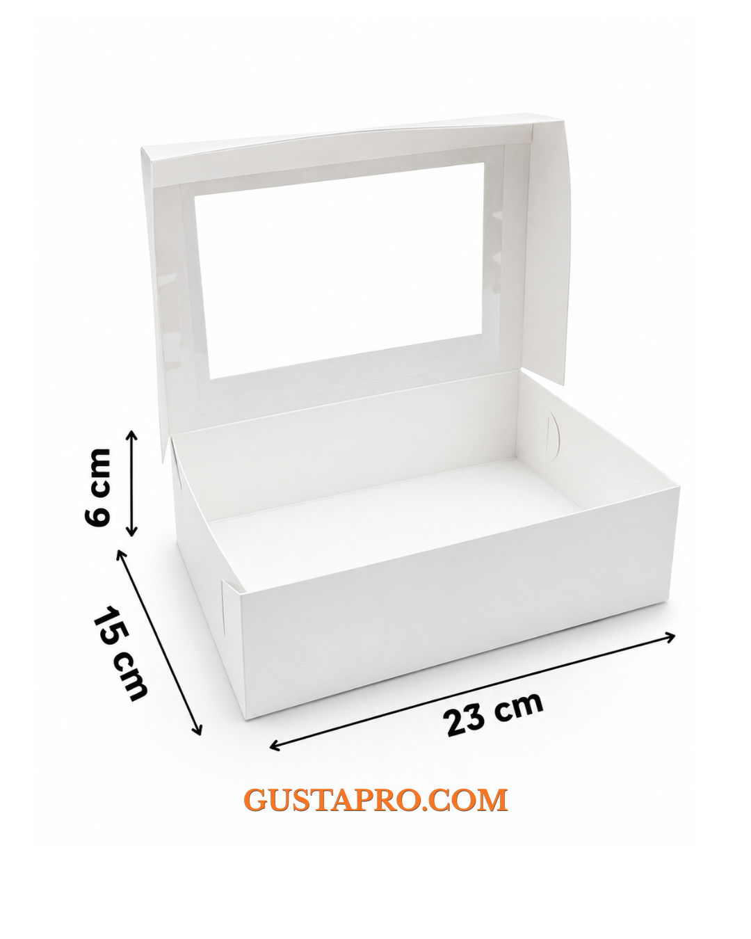 Бяла кутия за сладкиши 23x15x6 см с прозорец GustaPro