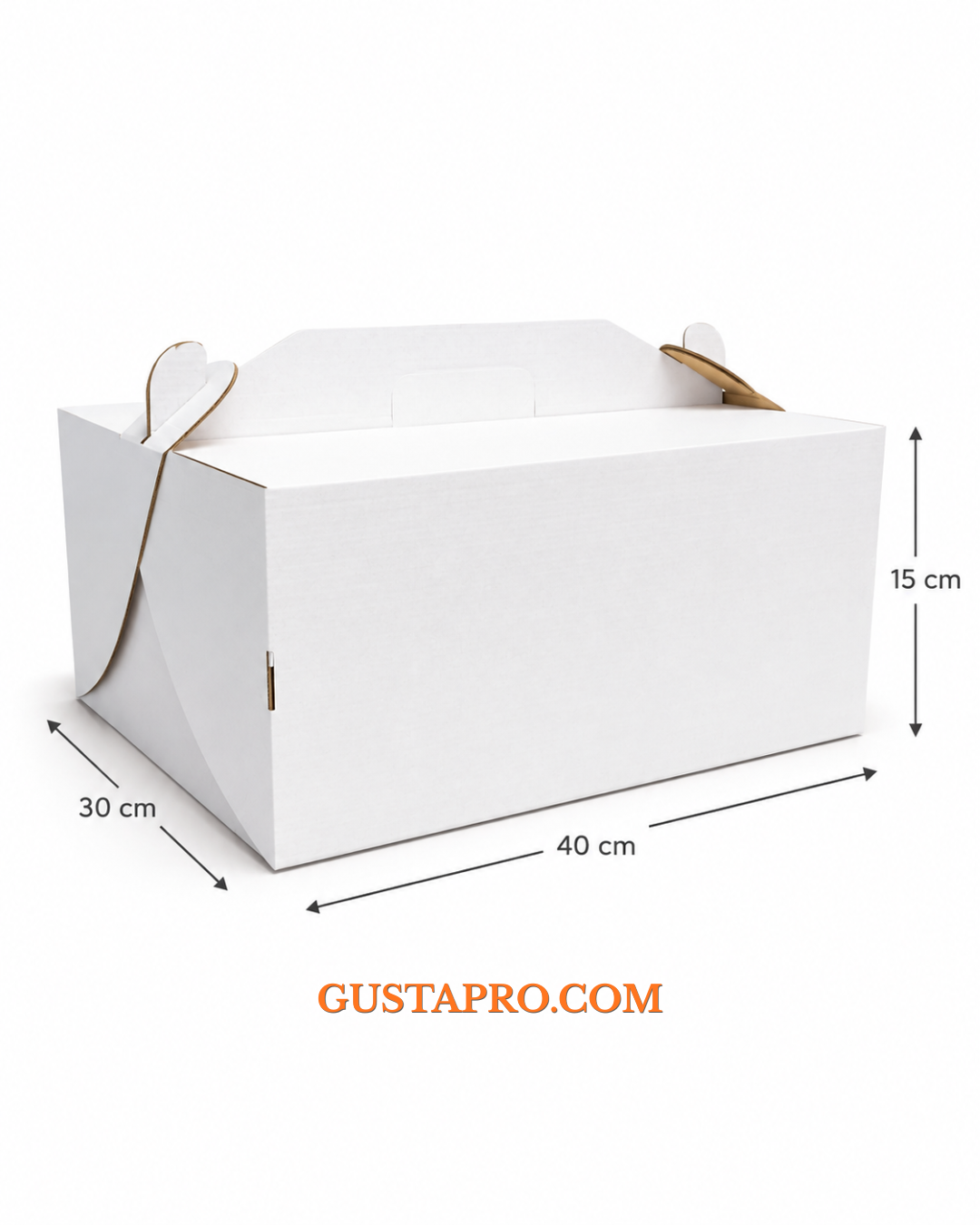 Cutie pentru tort alb/kraft 30x40x15 cm cu maner Gusta Pro