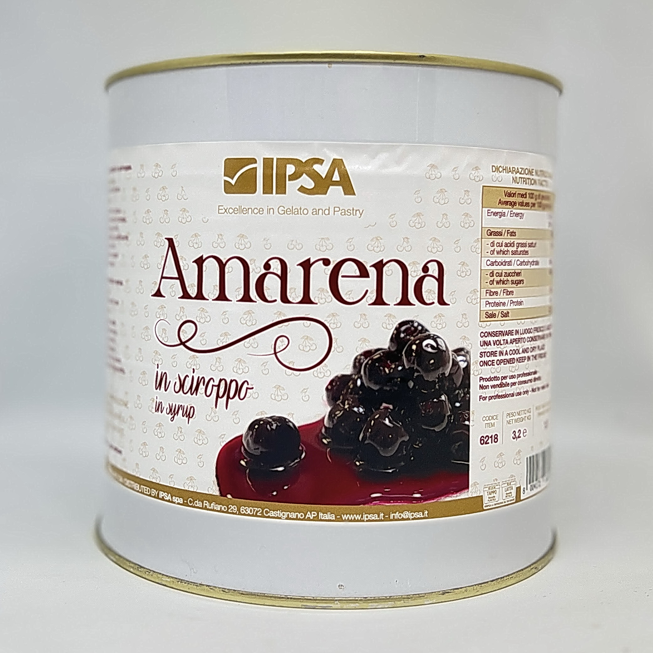 Черни череши амарена в сироп 18/20 mm, 3,2 kg, 6218 Ipsa
