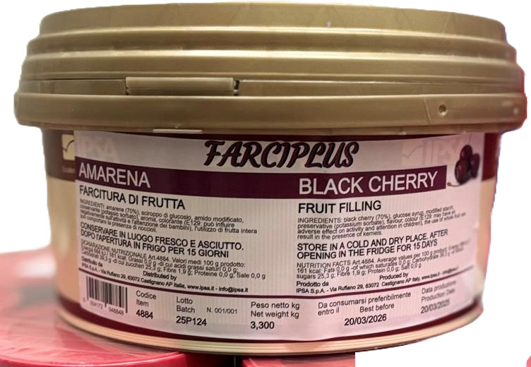 Плодов пълнеж с черни череши 70% FARCIPLUS, 3,3kg, 4884 Ipsa