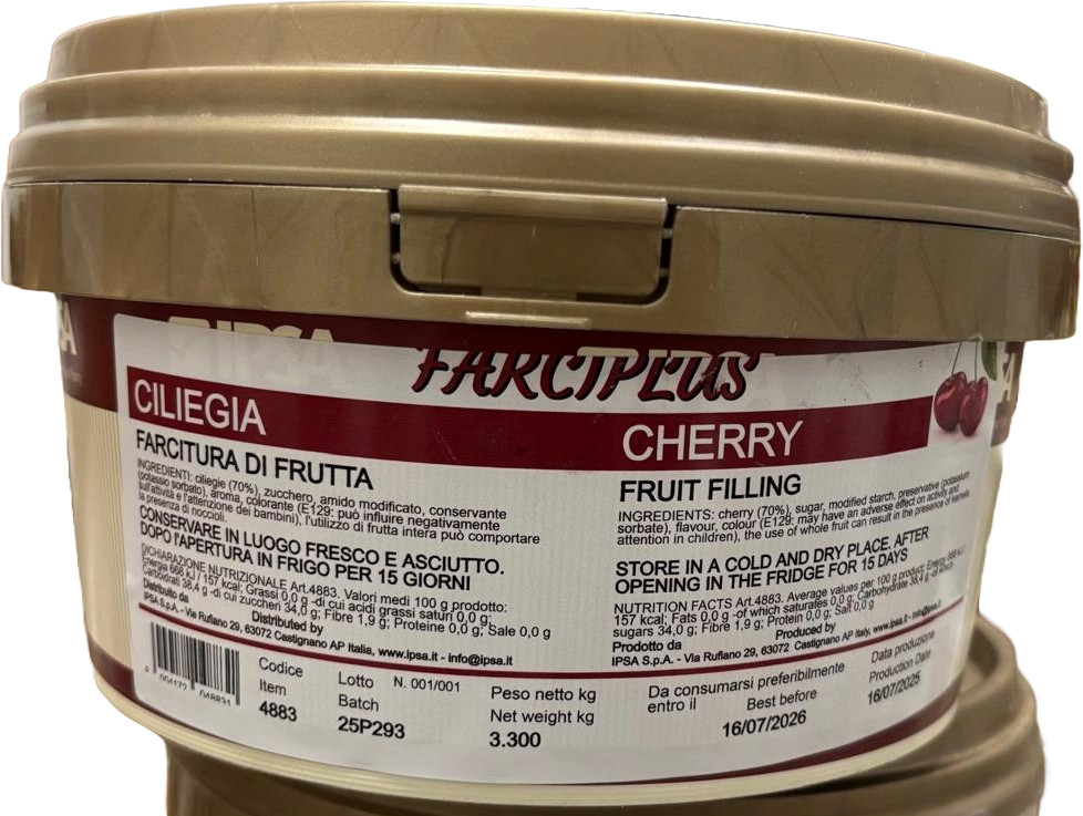 Плодов пълнеж с парчета череша 70% FARCIPLUS, 3,3kg, 4883 Ipsa